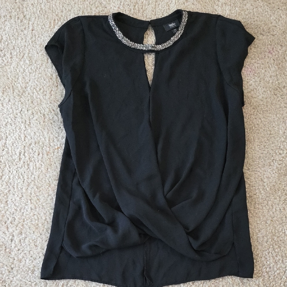 Black Beaded Women's Top